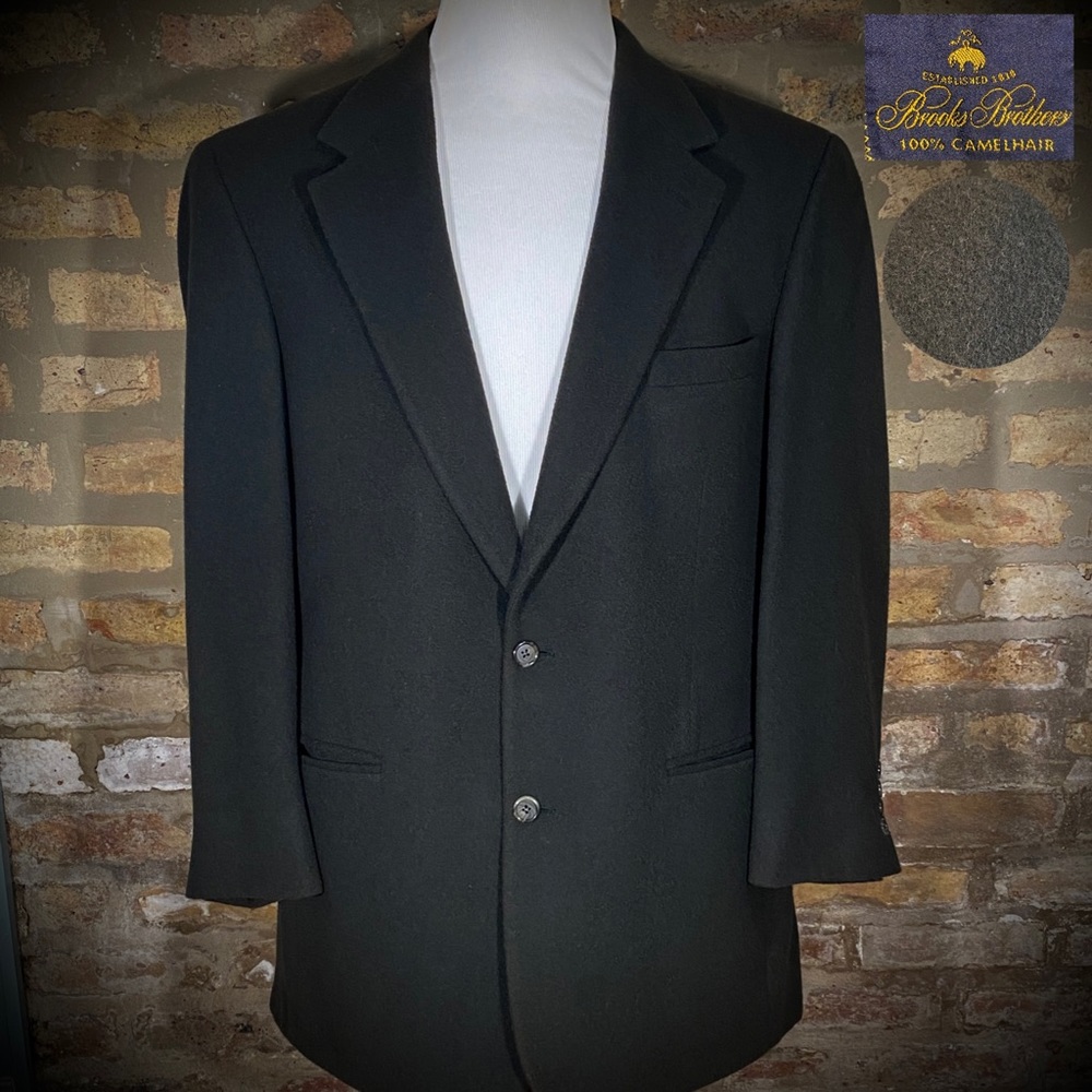 42R Brooks Brothers 100% Camel Hair Olive Green Blazer Jacket Sport Coat
